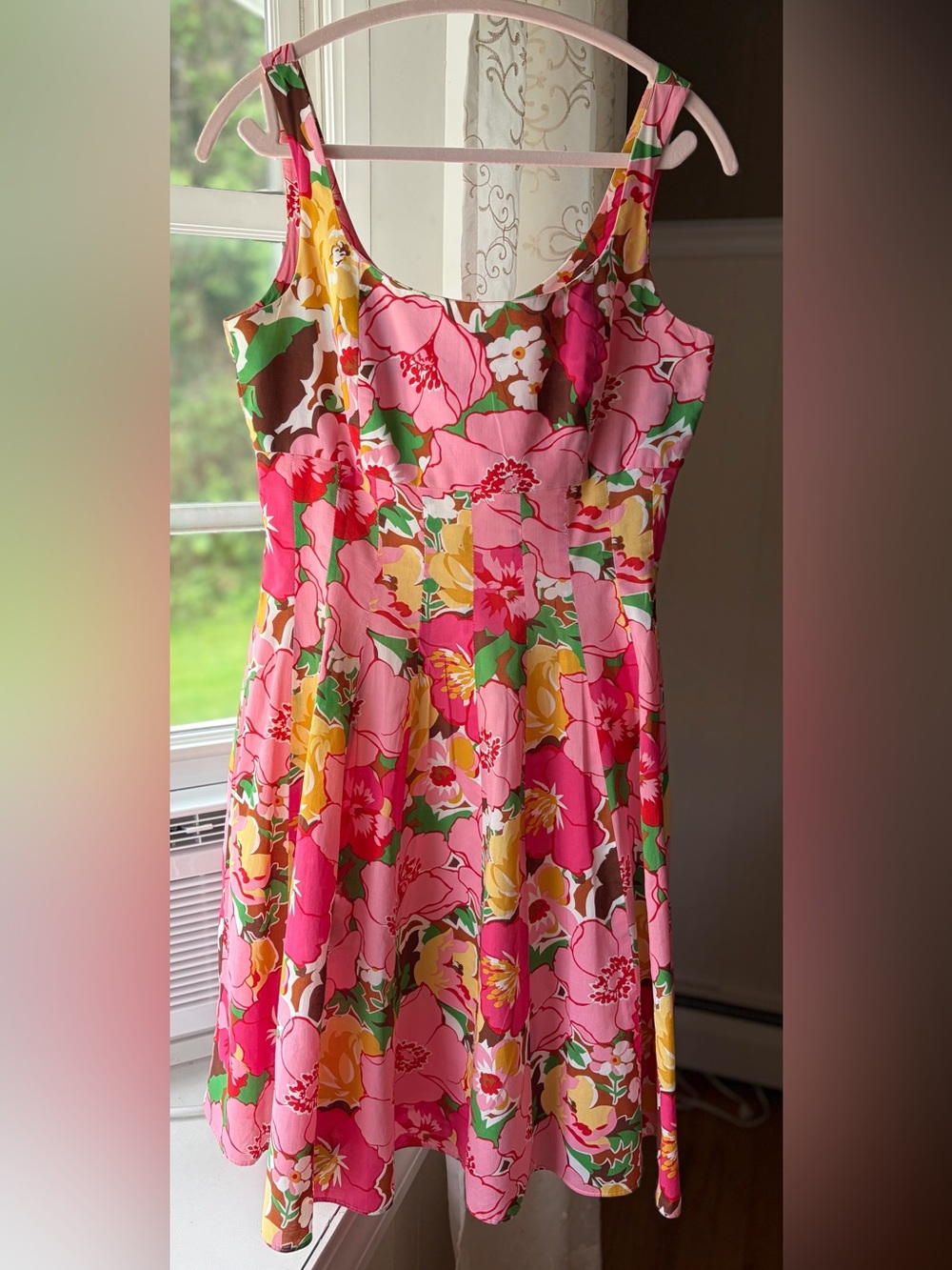 Talbots Cottagecore Pink/Green Multi Tank Dress 8P Grandmacore Coquette EUC
